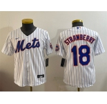 Youth New York Mets #18 Darryl Strawberry White Cool Base Stitched Baseball Jersey