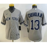 Youth New York Yankees #13 Jazz Chisholm Jr Grey Cool Base Stitched Jersey