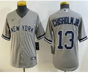 Youth New York Yankees #13 Jazz Chisholm Jr Grey Cool Base Stitched Jersey