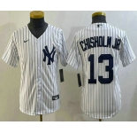 Youth New York Yankees #13 Jazz Chisholm Jr White Cool Base Stitched Jersey
