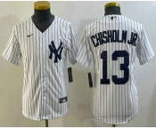 Youth New York Yankees #13 Jazz Chisholm Jr White Cool Base Stitched Jersey