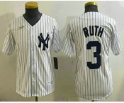 Youth New York Yankees #3 Babe Ruth White Throwback Stitched Cool Base Nike Jersey