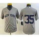 Youth New York Yankees #35 Cody Bellinger Grey Without Name Field of Dreams Cool Base Jersey