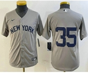 Youth New York Yankees #35 Cody Bellinger Grey Without Name Field of Dreams Cool Base Jersey