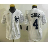 Youth New York Yankees #4 Lou Gehrig White Throwback Stitched Cool Base Nike Jersey