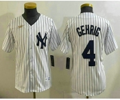 Youth New York Yankees #4 Lou Gehrig White Throwback Stitched Cool Base Nike Jersey