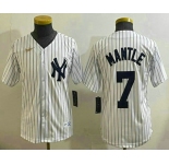 Youth New York Yankees #7 Mickey Mantle White Throwback Stitched Cool Base Nike Jersey