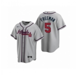 Women Atlanta Braves #5 Freddie Freeman Nike Gray 2020 Replica Road Jersey