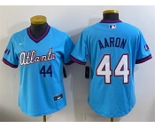 Women's Atlanta Braves #44 Hank Aaron Powder Blue 2026 City Connect Stadium Stitched Baseball Jersey