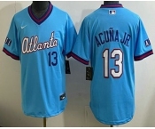 Youth Atlanta Braves #13 Ronald Acuna Jr Light Blue 2026 City Connect Stadium Jersey