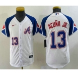 Youth Atlanta Braves #13 Ronald Acuna Jr Number White 2023 City Connect Cool Base Stitched Jersey2