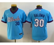 Youth Atlanta Braves #30 Drake Baldwin Powder Blue 2026 City Connect Stadium Stitched Baseball Jersey