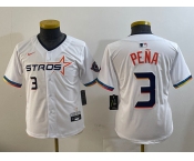 Youth  Houston Astros #3 Jeremy Pena White 2025 City Connect Limited Stitched Baseball Jersey1