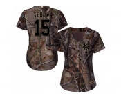 Women New York Mets #15 Tim Tebow Camo Realtree Collection Cool Base Stitched MLB Jersey