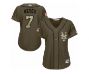 Women's Majestic New York Mets #7 Jose Reyes Replica Green Salute to Service MLB Jersey