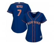 Women's Majestic New York Mets #7 Jose Reyes Replica Royal Blue Alternate Road Cool Base MLB Jersey