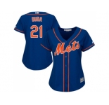 Women's New York Mets #21 Lucas Duda Blue Alternate Stitched MLB Jersey
