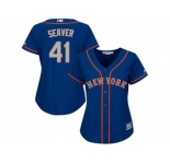 Women's New York Mets #41 Tom Seaver Blue(Grey NO.) Alternate Stitched MLB Jersey