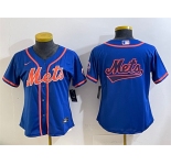 Women's New York Mets Team Big Logo Royal Cool Base Stitched Baseball Jersey