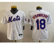 Youth New York Mets #18 Darryl Strawberry White Cool Base Stitched Baseball Jersey
