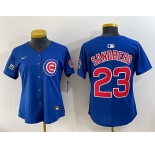 Women's Chicago Cubs #23 Ryne Sandberg Royal 'Ryne Sandberg Tribute' Vapor Limited V2 Stitched Baseball Jersey