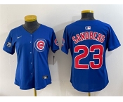Women's Chicago Cubs #23 Ryne Sandberg Royal 'Ryne Sandberg Tribute' Vapor Limited V2 Stitched Baseball Jersey