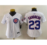 Women's Chicago Cubs #23 Ryne Sandberg White Home Limited Stitched Jersey