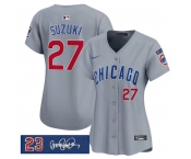 Women's Chicago Cubs #27 Seiya Suzuki Gray 'Ryne Sandberg Tribute' Vapor Limited V3 Stitched Baseball Jersey