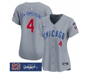 Women's Chicago Cubs #4 Pete Crow-Armstrong Gray 'Ryne Sandberg Tribute' Vapor Limited V3 Stitched Baseball Jersey