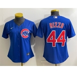 Women's Chicago Cubs #44 Anthony Rizzo Royal Stitched Baseball Jersey