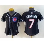 Women's Chicago Cubs #7 Dansby Swanson 2026 Fashion Replica Black Out Stitched Baseball Jersey