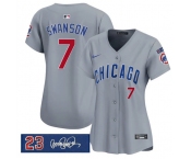 Women's Chicago Cubs #7 Dansby Swanson Gray 'Ryne Sandberg Tribute' Vapor Limited V3 Stitched Baseball Jersey