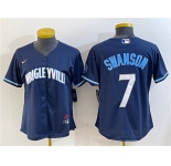Women's Chicago Cubs #7 Dansby Swanson Navy City Connect Stitched Jersey