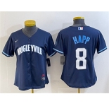 Women's Chicago Cubs #8 Ian Happ Navy City Connect Stitched Jersey