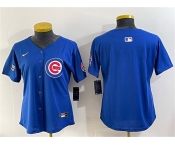 Women's Chicago Cubs Blank Royal 'Ryne Sandberg Tribute' Vapor Limited V2 Stitched Baseball Jersey