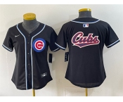 Women's Chicago Cubs Team Big Logo 2026 Fashion Replica Black Out Stitched Baseball Jersey