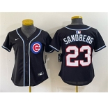 Youth Chicago Cubs #23 Ryne Sandberg 2026 Fashion Replica Black Out Stitched Baseball Jersey