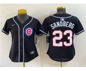 Youth Chicago Cubs #23 Ryne Sandberg 2026 Fashion Replica Black Out Stitched Baseball Jersey