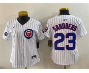 Youth Chicago Cubs #23 Ryne Sandberg White Pinstripe 'Ryne Sandberg Tribute' Vapor Limited V2 Stitched Baseball Jersey