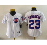Youth Chicago Cubs #23 Ryne Sandberg White Pinstripe 'Ryne Sandberg Tribute' Vapor Limited V3 Stitched Baseball Jersey