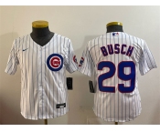 Youth Chicago Cubs #29 Michael Busch White Cool Base Stitched Baseball Jersey