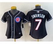 Youth Chicago Cubs #7 Dansby Swanson 2026 Fashion Replica Black Out Stitched Baseball Jersey