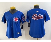 Youth Chicago Cubs Team Big Logo Royal 'Ryne Sandberg Tribute' Vapor Limited V3 Stitched Baseball Jersey