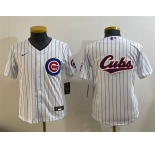 Youth Chicago Cubs Team Big Logo White Cool Base Stitched Baseball Jersey