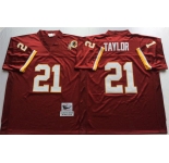 Mitchell and Ness Washington Redskins #21 Sean Taylor Red With 50TH Patch Authentic Throwback Football Jersey