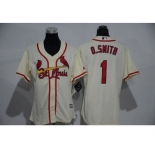 Women's St. Louis Cardinals #1 Ozzie Smith Majestic Cream Cool Base Player Jersey