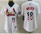 Women's St Louis Cardinals #18 Jordan Walker White USA 250 Fourth of July Stitched Jersey