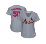 Women's St.Louis Cardinals #50 Adam Wainwright Grey Road Stitched MLB Jersey