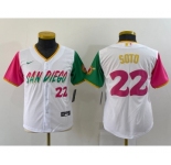 Women San Diego Padres #22 Juan Soto Number White 2022 City Connect Cool Base Stitched Jersey