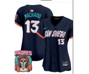 Women's San Diego Padres #13 Manny Machado Obsidian 2026 City Connect Stadium Limited Stitched Baseball Jersey